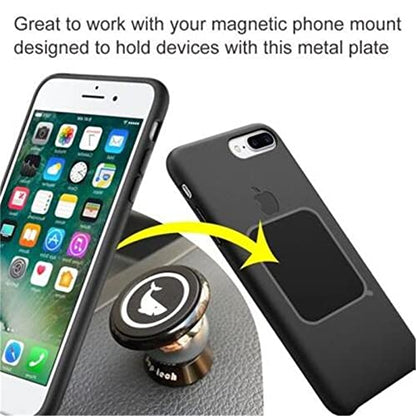SALEX Replacement Metal Plates Set for Magnetic Car Phone Holders, Wall & Air Vent Mounts, Cases, Magnets. Kit of 4 Black Round Iron Discs Without Holes. 3M Adhesive Backing. Matte Steel Sheets 4 Pack - color: Round / 4 Pack