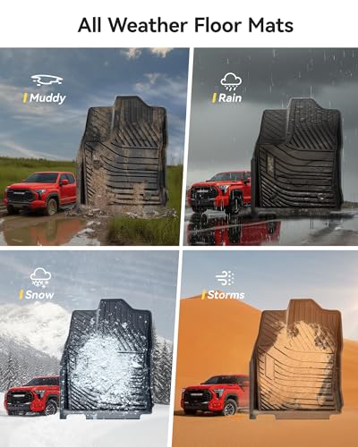 3W Floor Mats Fit 2022-2026 Toyota Tundra CrewMax Cab, TPE All Weather Custom Fit Floor Liner for Tundra SR/SR5/TRD PRO/Limited/Platinum/Castone Accessories Car Mats Easy Clean - size: 7. Tundra|22-26|Floor Mats