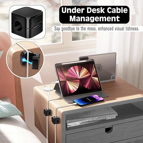 SaiTech IT Magnetic Cable Clips, Cord Organizer Holder, for Desk Cable Management, Adhesive Wire Keeper for Car, Office Home Desktop, Wall, Night Table (12 Pack) - size: 12 Pack