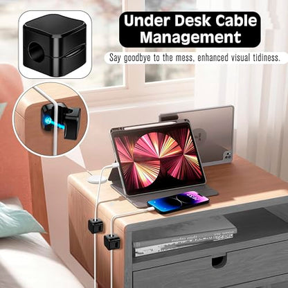 SaiTech IT Magnetic Cable Clips, Cord Organizer Holder, for Desk Cable Management, Adhesive Wire Keeper for Car, Office Home Desktop, Wall, Night Table (12 Pack) - size: 12 Pack