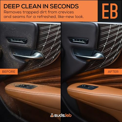 Suds Lab Elite-Bristle Boar’s Hair Car Detailing Brush – Deep Cleaning Car Detail Brush with Stand – Metal-Free, High Absorbency Detailing Tool for Scratch-Free Interior & Exterior - size: Boar Hair