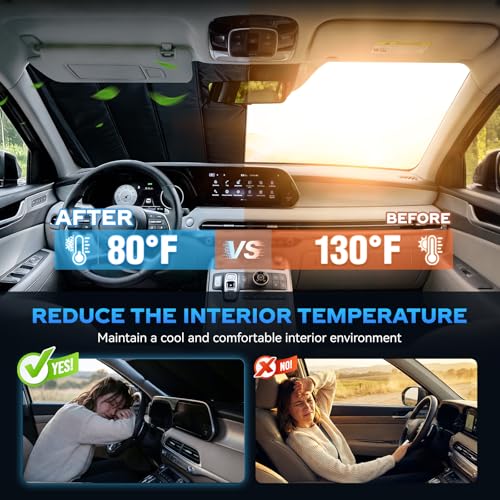 Windshield Sun Shade for 2015-2020 Cadillac Escalade/Escalade ESV, Chevrolet Suburban/Tahoe, GMC Yukon/Yukon XL, Custom Fit Accordion Folding Design Front Window Sunshade Blocks UV Heat - size: For 2015-2020 Escalade/Suburban/Tahoe/Yukon
