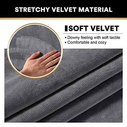 PrinceDeco 4 Pack Thick Velvet Stretch Armrest Covers for Chairs, Sofas & Armchairs - Non Slip, Grey - color: Grey