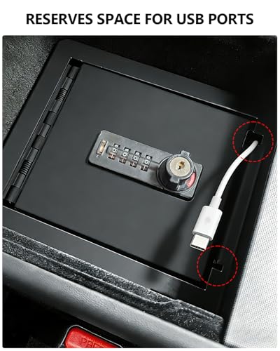for Tesla Center Console Safe Organizer with 4-Digit Lock Model Y Juniper Model 3 Highland Accessories 2025 2026 No Drill Glove Case with Combination Lock Armrest Anti-Theft Storage Tray Box - size: Juniper & Highland Safe Organizer