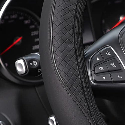 zipelo Elastic Stretch Steering Wheel Cover, Microfiber Breathable Ice Silk, Universal 15 Inch Anti-Slip Car Steering Wheel Protector, Warm in Winter and Cool in Summer for Women (Style4-Black) - color: Style4-Black