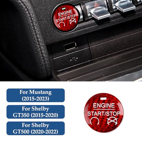 Car Engine Start Stop Button Sticker Carbon Fiber Decal for Ford Mustang 2015 2016 2017 2018 2019 2020 2021 2022 2023 Accessories - color: Engine Start Stop Button