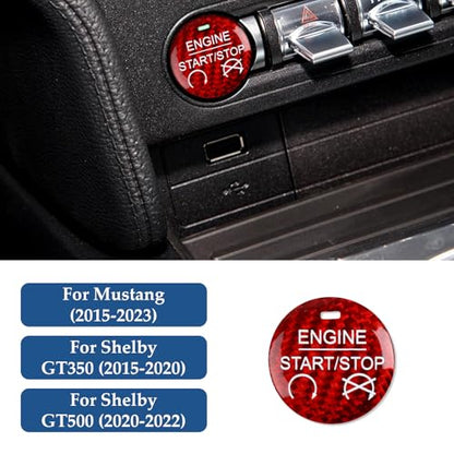 Car Engine Start Stop Button Sticker Carbon Fiber Decal for Ford Mustang 2015 2016 2017 2018 2019 2020 2021 2022 2023 Accessories - color: Engine Start Stop Button