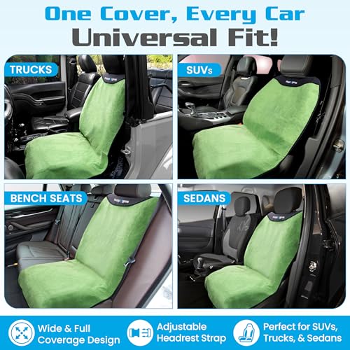 HAPPEGEAR Happeseat Waterproof Car Seat Cover & Protector – Universal Fit Car Seat Towel Cover – Non-Slip Backing, Easy Install & Storage, Machine Washable, Fits Front & Back, Green - color: Green
