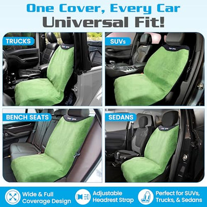 HAPPEGEAR Happeseat Waterproof Car Seat Cover & Protector – Universal Fit Car Seat Towel Cover – Non-Slip Backing, Easy Install & Storage, Machine Washable, Fits Front & Back, Green - color: Green