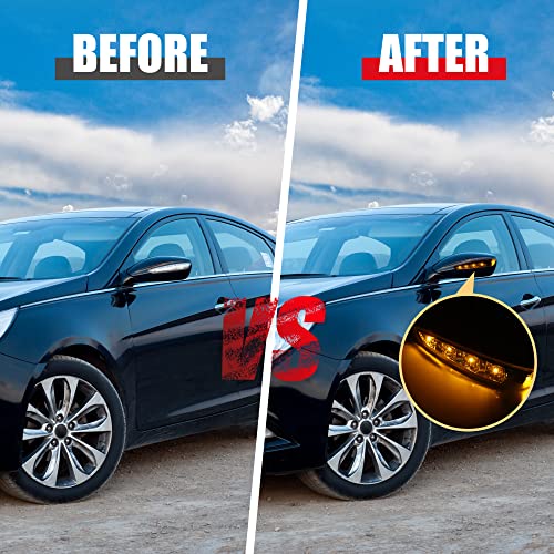 X AUTOHAUX 1 Pair Car 4 LED Front Left and Right Side Mirror Turn Signal Light 87613-3S000 87623-3S000 for Hyundai Sonata 2011-2014