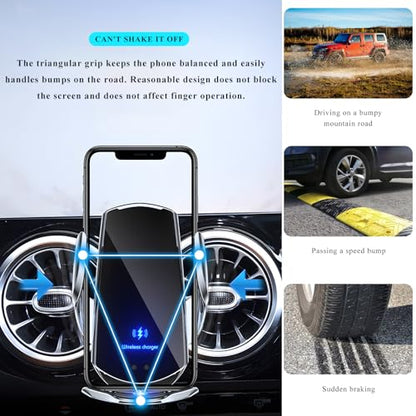 Sun Walker Wireless Car Charger Mount, Electric Induction 15W Fast Charging Bracket Air Vent Phone Holder, Auto-Clamping Wireless Charger Vent Mount Compatible with Most Smartphones (Blue) - color: Blue