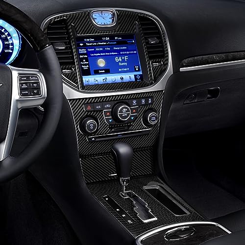 Car Air Conditioning A/C Panel Decals for 2011-2014 Chrysler 300 / 300C / 300S / Limited/Base Accessories Carbon Fiber Interior Stickers - color: Center Control Panel, 2011-2014