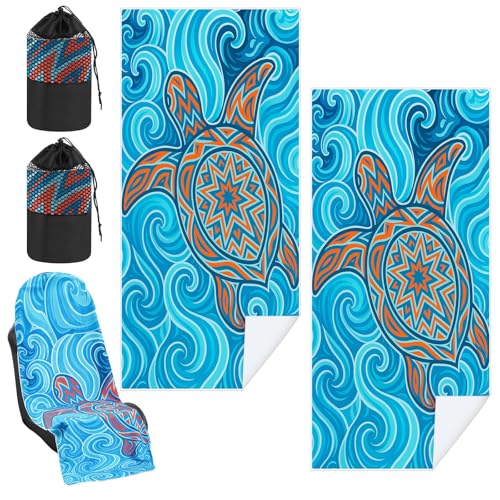 Hahafelt 2 Pack Car Seat Towel Covers with Storage Bag, 63 x 32 Inch Universal Non Slip Waterproof Sweat Protector for Car Truck, Gym Swimming Running, Machine Washable (Colorful Sea Turtle) - style: Colorful Sea Turtle