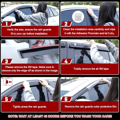Extra Durable Rain Guards Fit for 2019-2025 Toyota Camry, Tape-on Side Window Deflectors 19 20 21 22 23 24 25 Camry Wind Deflectors Rain Guard Black - 4 PCS - size: Fit for 2019-2024 Toyota Camry Tape-on
