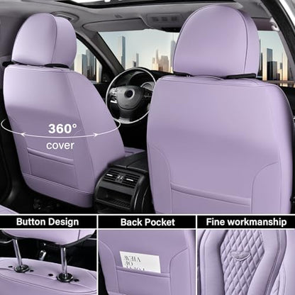 Coverado Seat Covers, Car Seat Covers Front Seats, Purple Car Seat Cover, Luxury Car Seat Covers, Seat Cushion, Front Car Seat Covers Leatherette Car Seat Protector - color: Purple, size: FrontPair