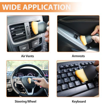 Auto Duster Brush for Cleaning Dust (BrownWhite) - color: Brownwhite, size: 2PCS