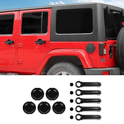 Exterior Door Handle Cover Tailgate Handle Cover Recess Guard Compatible with 2007-2017 Jeep Wrangler JK JKU Sports Sahara Freedom Rubicon Unlimited, Black, 15PCs - color: Black
