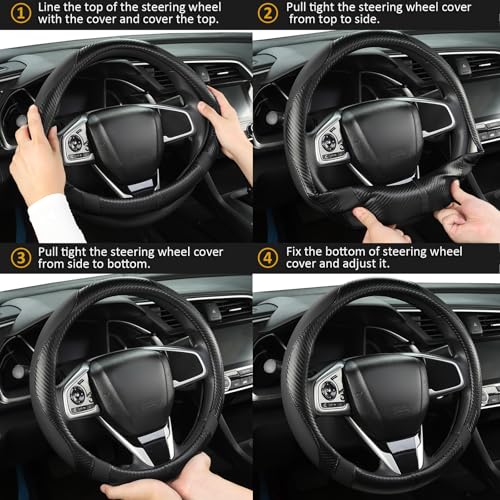 West Llama Microfiber Leather Car Steering Wheel Cover for Kia,14.5-15 inch (Black-Standrad Size) - color: D-Black