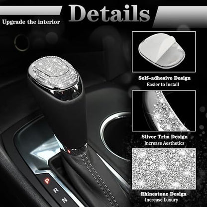 TOMALL Bling Gear Shift Knob Cover Compatible with Chevy Equinox 2018-2020 Cruze 2017-2019 Malibu 2016-2020 Shifter Panel Cover Shift Gear Lever Cover Trim Crystal Bling Decoration for Car Accessories