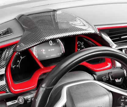 Car Accessories Fit for Honda Civic 10th Gen 2016-2021 ABS Carbon Fiber Interior Dashboard Cover Trim 1PC Set