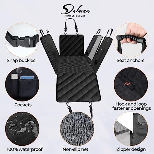 YSSOA Dog Car Seat Cover for Back Seat, Durable Waterproof Nonslip Pets Hammock with Mesh Window and Storage Pocket, Suitable for Cars, Trucks, SUVs, X-Large - size: X-Large(60" W x 64" L)