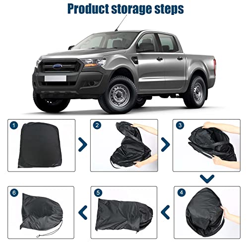 6 Layers Windshield Sun Shades Compatible with 2019-2024 Ford Ranger XL/XLT/Lariat, Foldable Car Sunshade with Storage Bag, Heat Reflective & UV Protection - size: 2019-2024 Ford Ranger