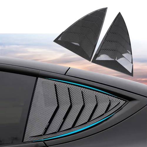 for Tesla Model Y Rear Side Window Cover Louver Sport Style, for Tesla Model Y 2021-2025 Exterior Decoration Accessories (Model Y-Glossy Carbon Fiber Pattern) - color: Model Y-Glossy Carbon Fiber Pattern
