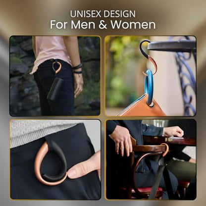 EMBRACE Purse Hook Hanger – Lightweight, Durable Teardrop S Hooks | Bag Clip Holds 22 lb Bags, Backpacks, Totes | Purse Charms for Women, Men | Caviar & Cognac - color: Caviar/Cognac