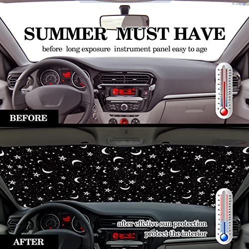 Woanger Windshield Sun Shade Foldable Car Front Window Covers for Car Accessories Sun Heat UV Rays Visor Protector Protection for Universal Cars SUV Truck (Moon Star) - style: Moon Star
