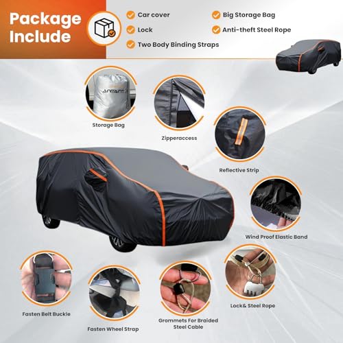 Super Lightweight Mini Van Cover,Large Car Cover Waterproof All Weather,Rain UV Protection Full Exterior Covers Fit MPV 191" to 206" - color: Black(Air Pro), size: Size 18: MPV MiniVan (Under 207")