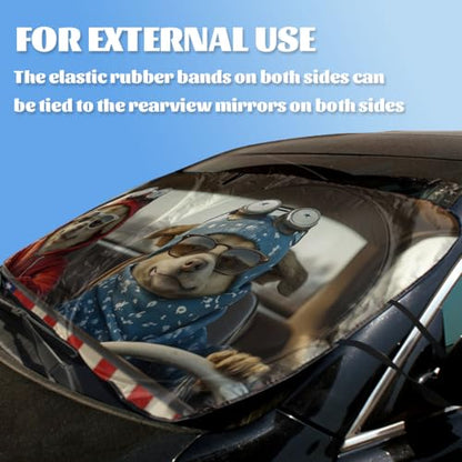 Funny Dog Car Windshield Sun Shade - Cute Dog Driving Heatshield Blocks UV Rays for Sedan, Truck, SUV - 59" L x 31.5" W - color: Funny Dog, size: 59"L x 31.5"W