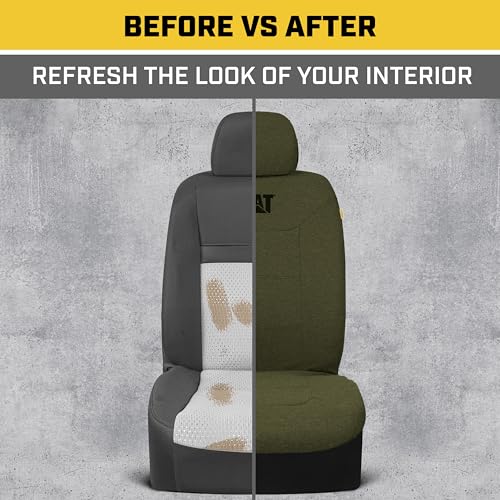 Cat CozyBlend Car Seat Covers, Olive Green Heather - Premium Jersey Fabric Seat Covers for Cars Trucks SUV, Breathable Cotton Car Seat Covers Front Seats Only, Universal Fit Automotive Interior Covers - color: Olive Green