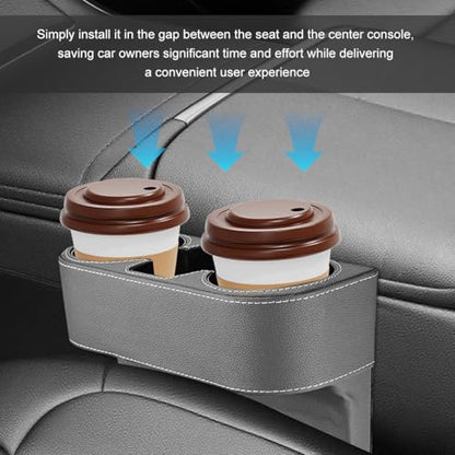 Car Seat Gap Filler Organizer, Multifunctional Auto Console Side Storage Box with Cup Holder, Universal PU Leather Cup Holder Front Seat Crevice Filler for Car Truck SUV (Gray) - color: Gray