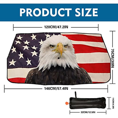 American Eagle Car Windshield Sun Shade - Foldable Umbrella Shade Cover - color: American Eagle