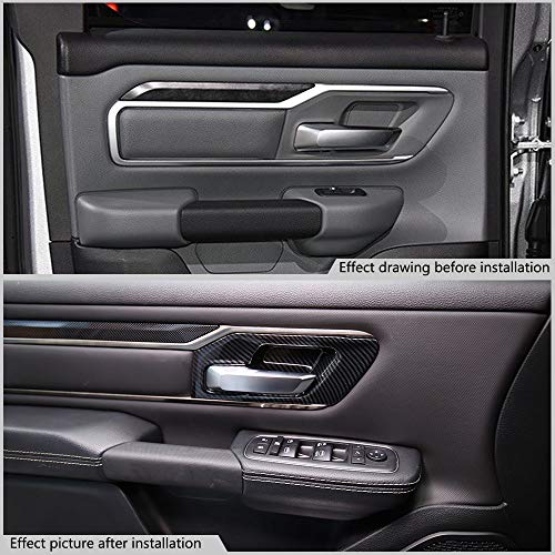 Korlot Carbon Fiber Style Interior Door Handle Bowl Panel Cover Trim for Dodge Ram 1500 2019+ (2 Doors) - style: 2-doors