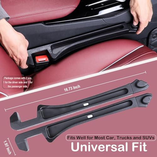 Car Seat Gap Filler 2 Pack, Auto Seat Side Gap Filler Organizer with Storage Slot & Hook, 3 in 1 Carseat Gap Spacer Plug Strip Universal Fit Car SUV Truck Fill The Gap Between Seats & Console, Black - color: Black, Hook