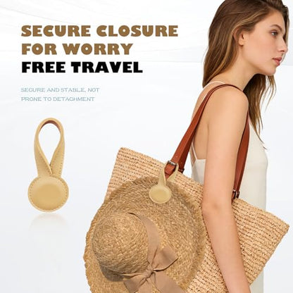Travel Clip for Bags, Strong Leather Holder with Secure Closure, Lightweight Hook for Purses, Backpacks, Tote Bags, Luggage, Beach Accessories, and Vacation Essentials (1-Pack) Beige ﻿ - color: Beige
