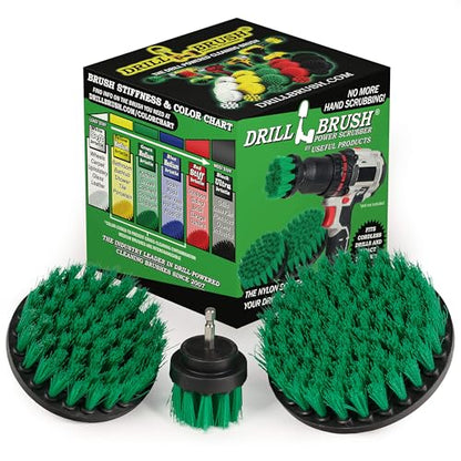 Kitchen Cleaning Supplies Set - Tile Electric Spin Scrubber - Stainless Steel Cleaner for Stove, Sink, and Oven - Household Cleaning Tools - Green Medium Stiffness Nylon Brush - Cast Iron Scrubber - color: Green