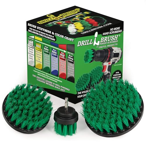 Kitchen Cleaning Supplies Set - Tile Electric Spin Scrubber - Stainless Steel Cleaner for Stove, Sink, and Oven - Household Cleaning Tools - Green Medium Stiffness Nylon Brush - Cast Iron Scrubber - color: Green