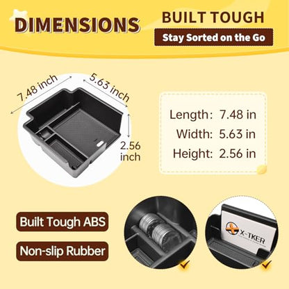 Center Console Organizer Tray Compatible with Acura RDX 2025 2026 Accessories – Custom Fit Armrest Storage Box Insert for 2025-2026 RDX Dual-Layer Compartment with Coin/Card Holder Rubber Mat