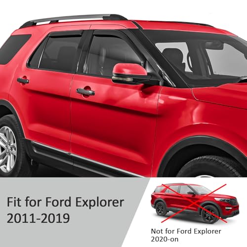 Voron Glass in-Channel Extra Durable Rain Guards for Ford Explorer 2011-2019, Window Deflectors, Vent Window Visors, 4 Pieces - 220116