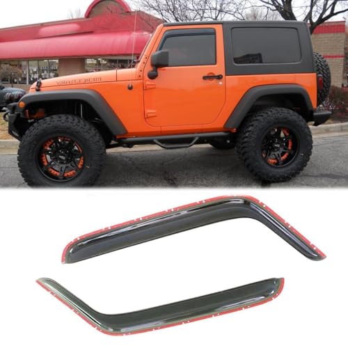2pcs Original Shatterproof Rainproof in Channel Style Rain Guards Side Window Wind Deflectors Dark Smoke Vent Window Visors Compatible with 2007-2018 Jeep Wrangler JK 2-Door Model Only 192328 - size: 2pcs for 2007-2018 Wrangler JK 2-Door