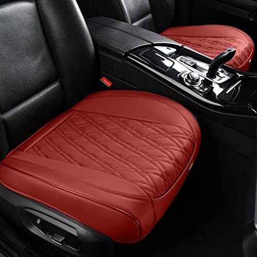 TIEHESYT 2PCS Seat Covers for Cars, Automotive Seat Covers & Accessories, Breathable Nappa Leather Car Seat Covers Cushion Protector Interior Décor for Women and Men, Wine Red - color: Red Diamond, size: 2 PCS