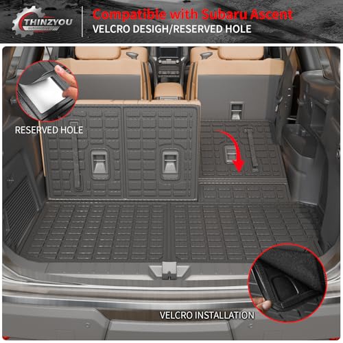 Cargo Mat Compatible with 2019-2025 2026 Subaru Ascent Cargo Liner Trunk Liner TPE Back Seat Cover Protector 2023 Ascent Accessories (Fit 7&8 Seats, Trunk Mat+3rd Row Backrest Mats) - style: For Aubaru Ascent | 2019-2026