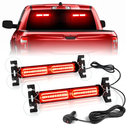 HLauto 1002L Emergency Strobe Traffic Advisor Light Bar: 40 LED Dash Safety Warning Flashing Light, Front/Rear Windshield Visor for Construction Vehicle, Tow/Plow Truck (2x10.7inch, Red) - color: #11 Red