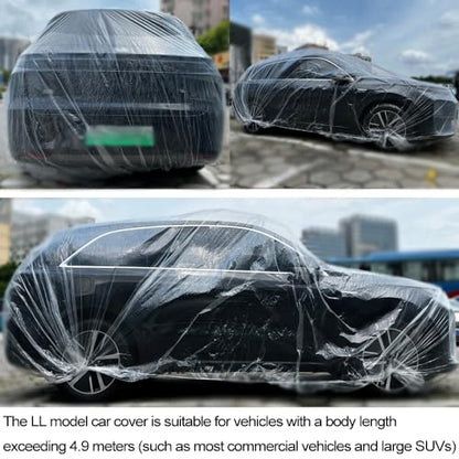 4 Packs Disposable Car Cover Clear Plastic Car Cover Universal Rain Dust Garage Cover with Elastic Band Large (15.7FT x 24.6FT) - size: 4 PCS LL(15.7ft * 24.8ft)