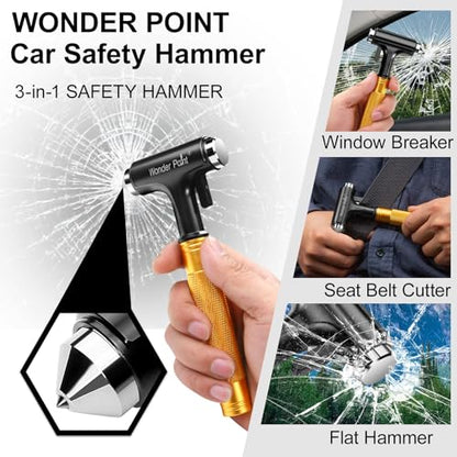 Premium Car Glass Breaker with Seat Belt Cutter - Automotive Safety Hammer - Emergecy Escape Tool, Car Autoaccessory Metal Window Hammer, Vehicle Hard Aluminium Alloy Head Design(Yellow) - color: Yellow