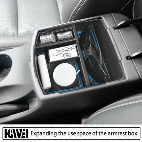 HGWEI Center Console Tray Organizer Compatible with Kia Seltos 2020 2021 2022 2023 2024 2025 2026 Accessories, Middle Armrest Insert Container ABS Secondary Storage Box, Blue - color: blue