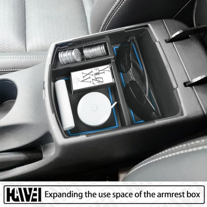 HGWEI Center Console Tray Organizer Compatible with Kia Seltos 2020 2021 2022 2023 2024 2025 2026 Accessories, Middle Armrest Insert Container ABS Secondary Storage Box, Blue - color: blue