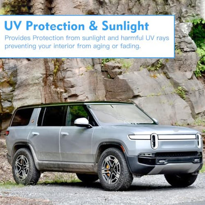Windshield Sun Shade for 2026 2025 2024 2023 2022 Rivian R1S Custom Fit Window Sunshade SUV Accessories Fodable Sun Visor UV Protector Shade Heat Shield Cover - size: X. for Rivian R1s 2022-2025 2026